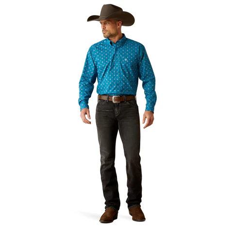 Ariat Mens Paxton L/S Shirt (10053869) Teal - Image 4