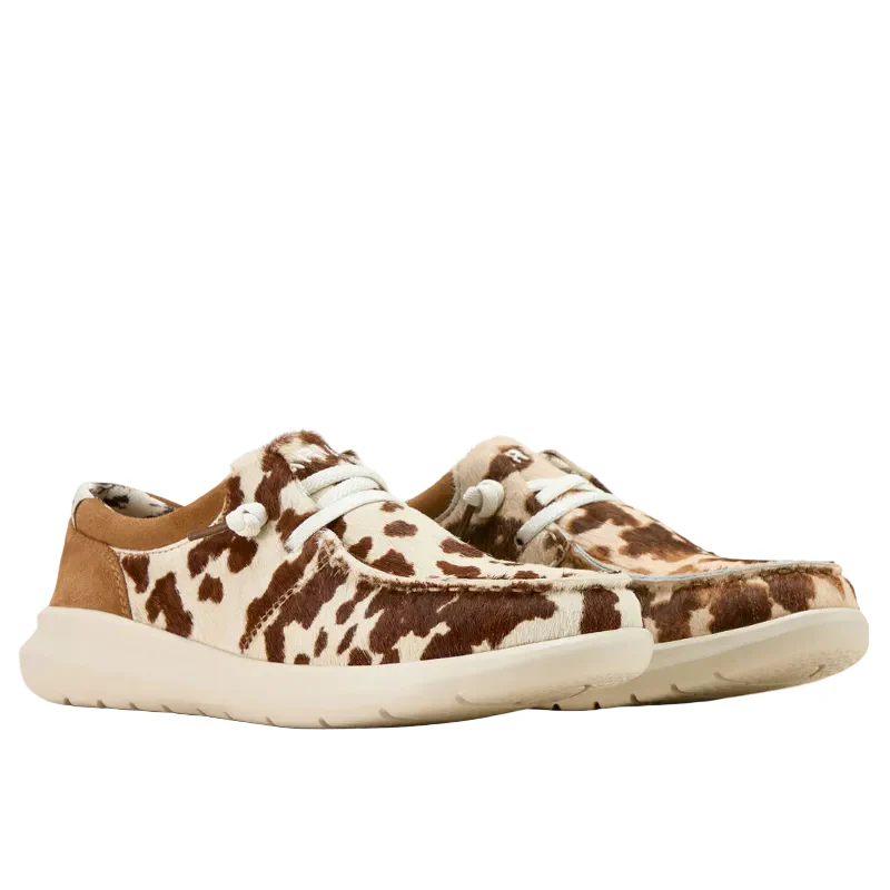 Ariat Womens Hilo Slip On Shoes (10061345) Tan/White Brindle Hair/Dark Tan Suede - Image 6