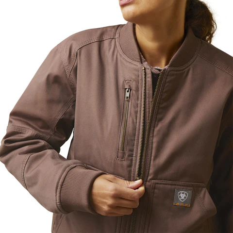 Ariat Womens Rebar Duracanvas Bomber Jacket (10046382) Peppercorn [GD] - Image 5