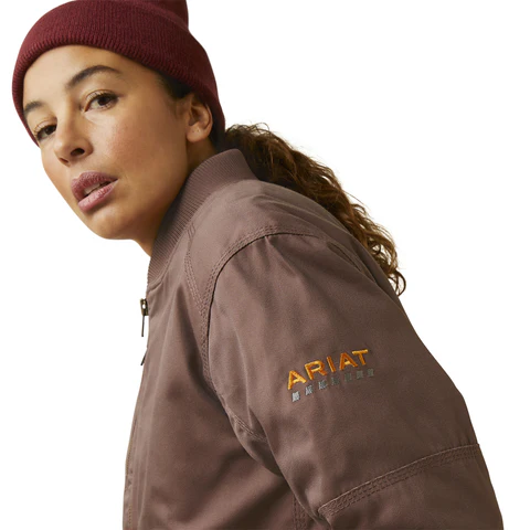 Ariat Womens Rebar Duracanvas Bomber Jacket (10046382) Peppercorn [GD] - Image 7