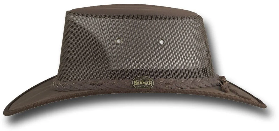 Barmah Canvas Drover Hat (1057BR) Brown - Image 3