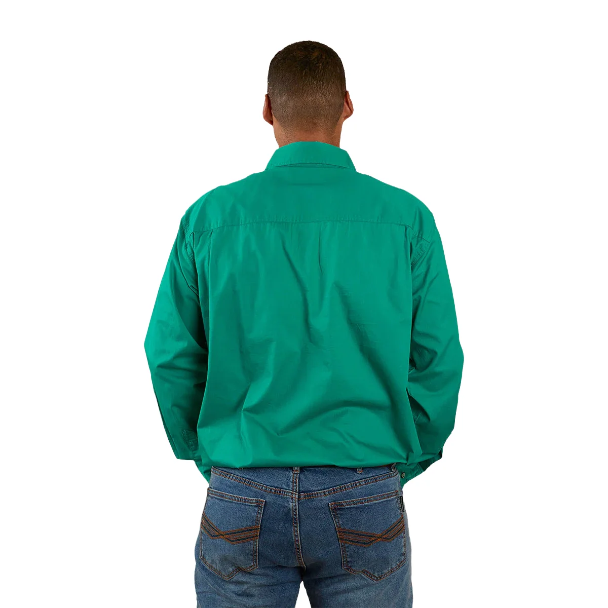 Ringers Western Mens King River Half Button Work Shirt (171110002) Green - Image 3