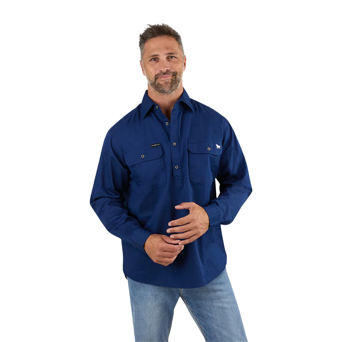 Ringers Western Mens King River Half Button Work Shirt (171110002) Navy - Image 5