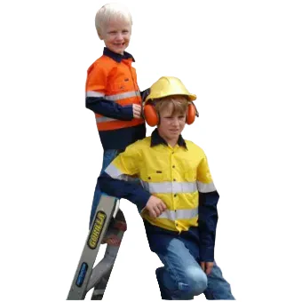 Ritemate Childrens Hi Vis Shirts with Tape (RM4050R) Orange/Navy - Image 3