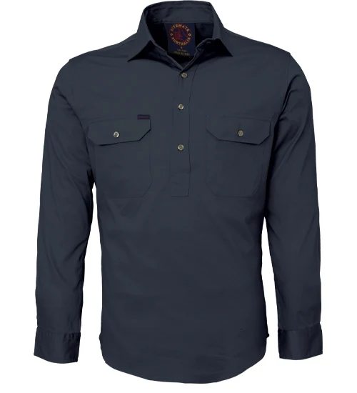 Ritemate Mens Closed Front Heavy Weight L/S Work Shirt (RM100CF) Bottle - Image 6