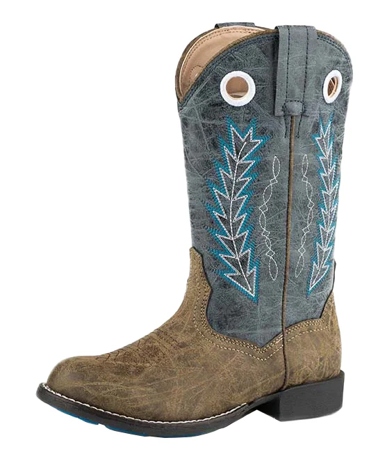 Roper Childrens Hole in the Wall Western Boots (18222001) Brown/Blue - Image 7