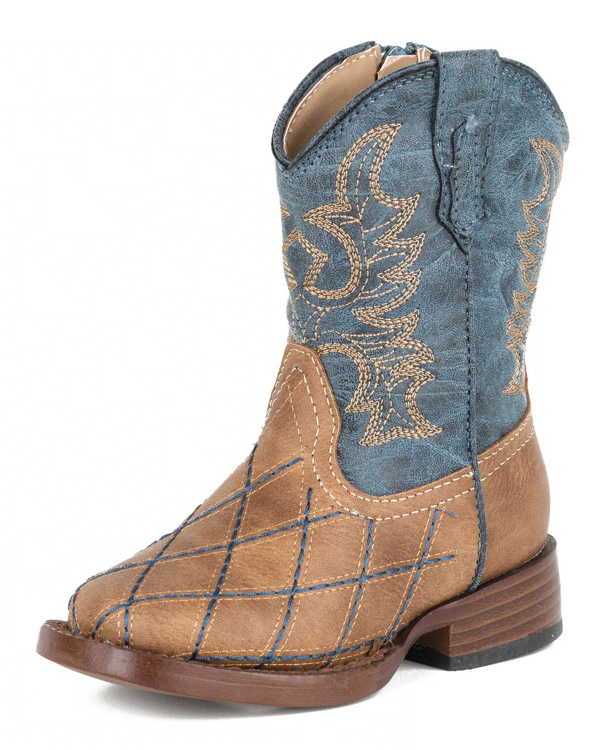 Roper Toddler Cross Cut Western Boots (17900080) Navy/Tan - Image 4