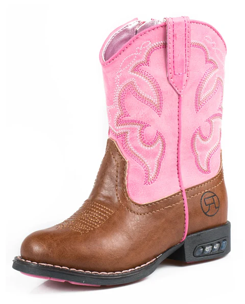 Roper Toddler Lightning Western Boots (17201234) Tan/Pink - Image 3