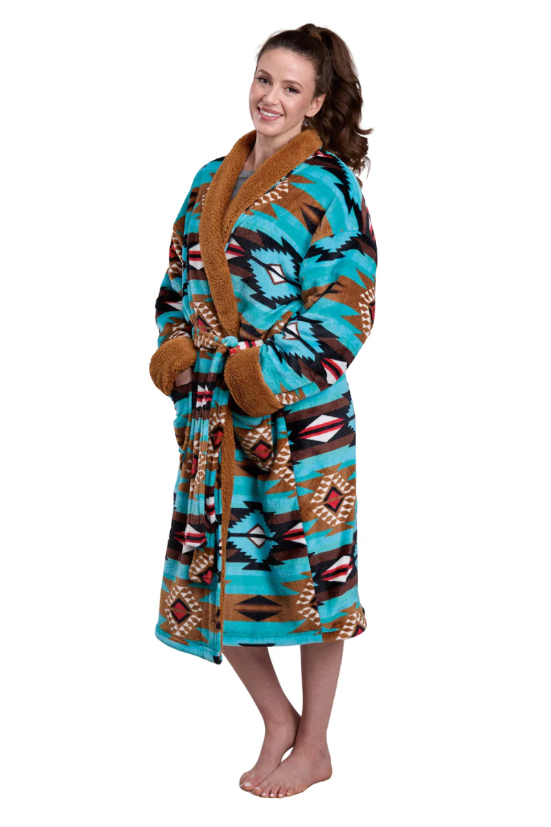 Roper Womens Fleece Robe (8355500) Aztec Green - Image 3