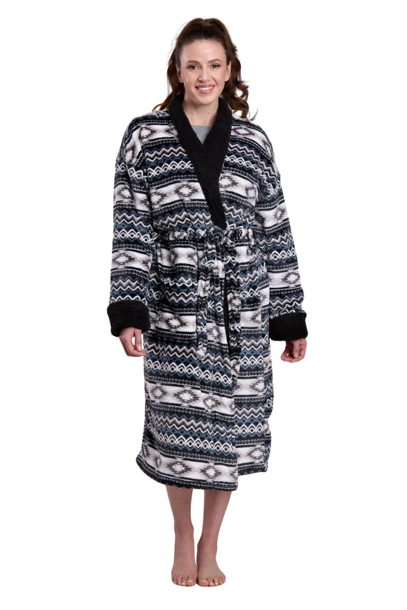 Roper Womens Fleece Robe (8355501) Aztec Black - Image 3