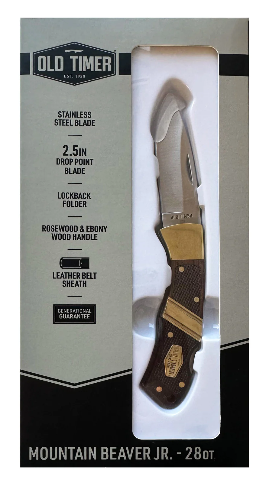 Schrade Mountain Beaver JR. - 28OT 65mm with Leather Pouch (3828OT) - Image 3