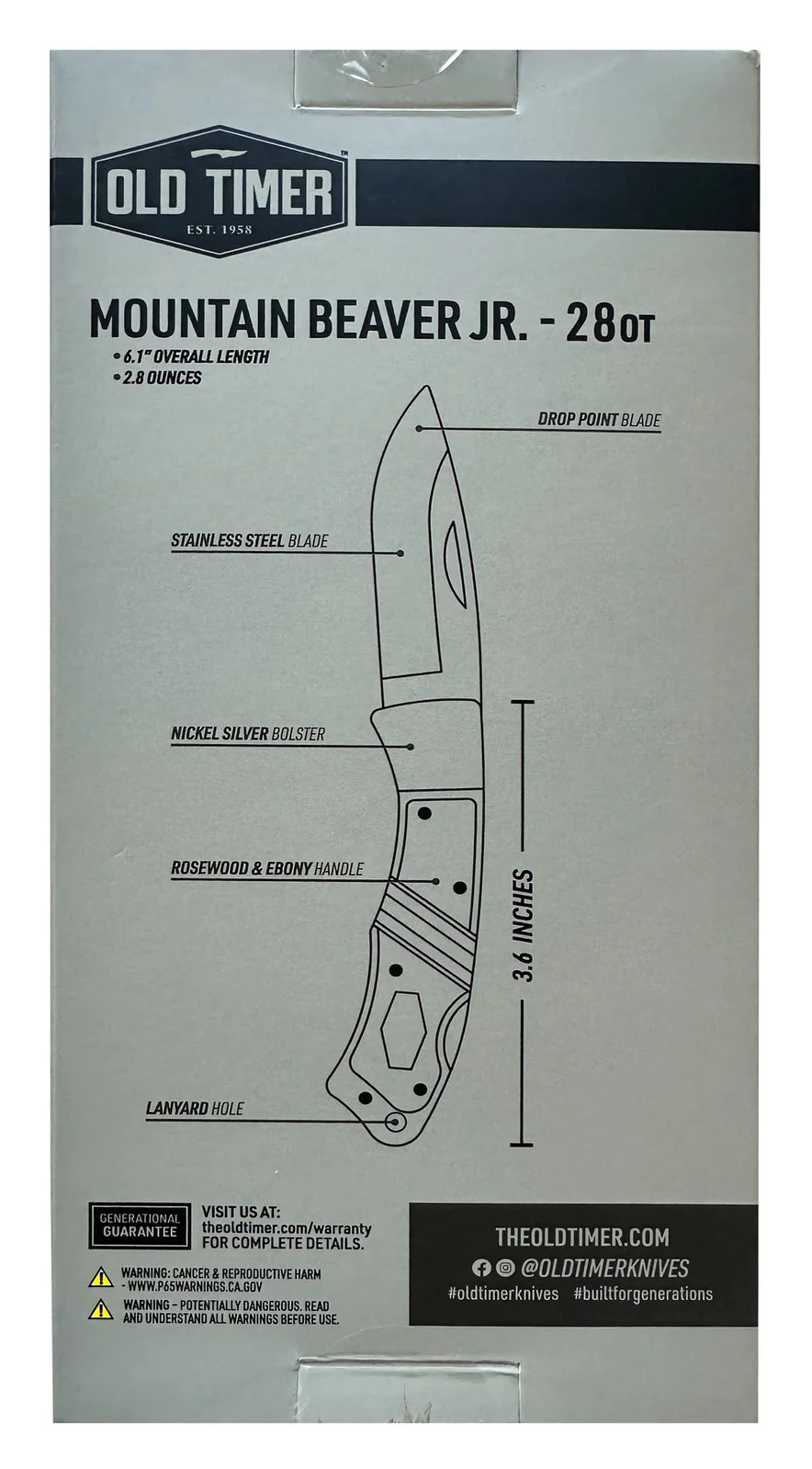 Schrade Mountain Beaver JR. - 28OT 65mm with Leather Pouch (3828OT) - Image 4