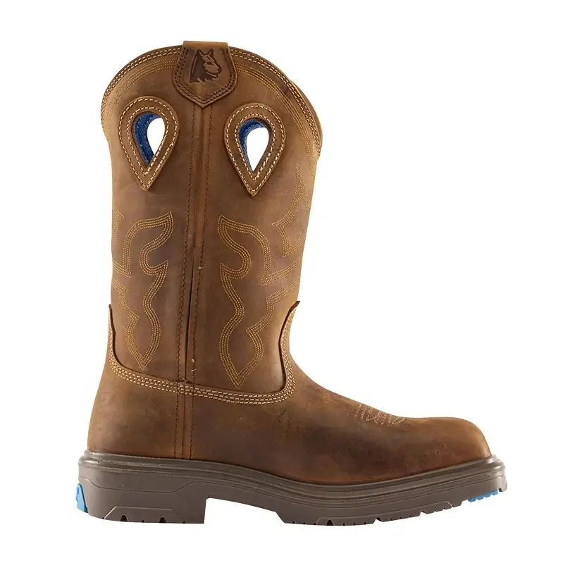 Steel Blue Mens Blue Heeler Safety Square Toe Western Boots (813945) Distressed Brown - Image 3