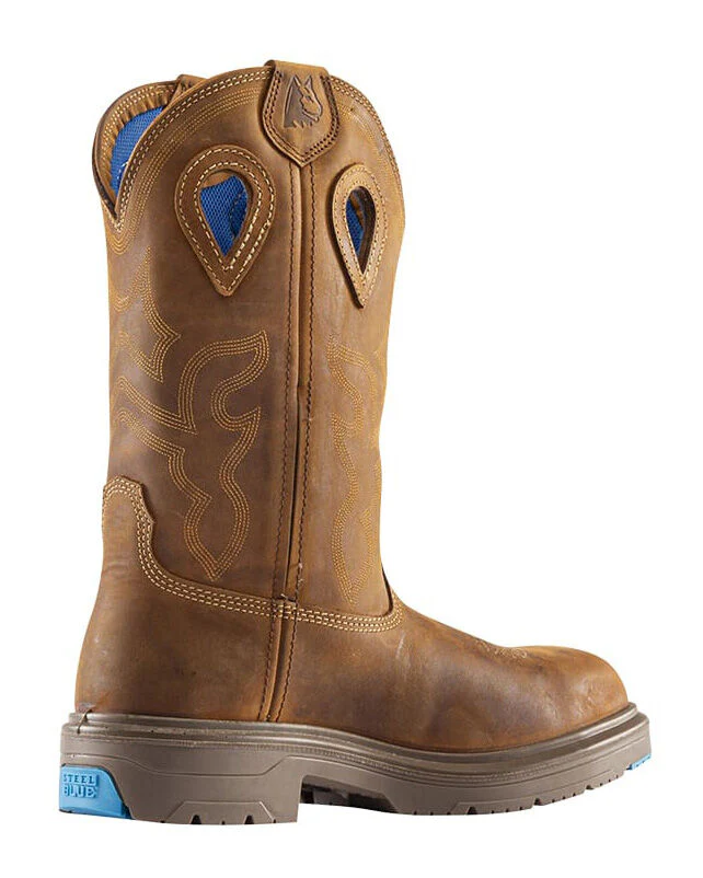Steel Blue Mens Blue Heeler Safety Square Toe Western Boots (813945) Distressed Brown - Image 6