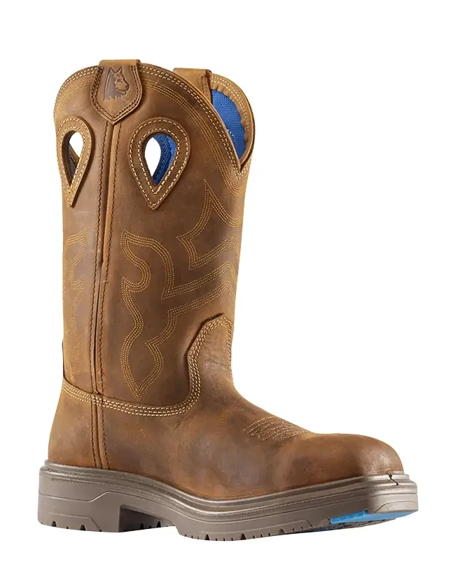 Steel Blue Mens Blue Heeler Safety Square Toe Western Boots (813945) Distressed Brown - Image 7