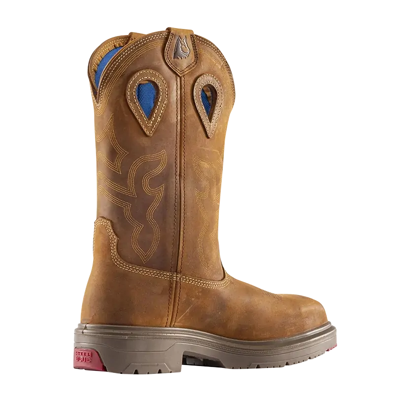 Steel Blue Mens Blue Heeler Soft Square Toe Western Boots (810945) Distressed Brown - Image 4