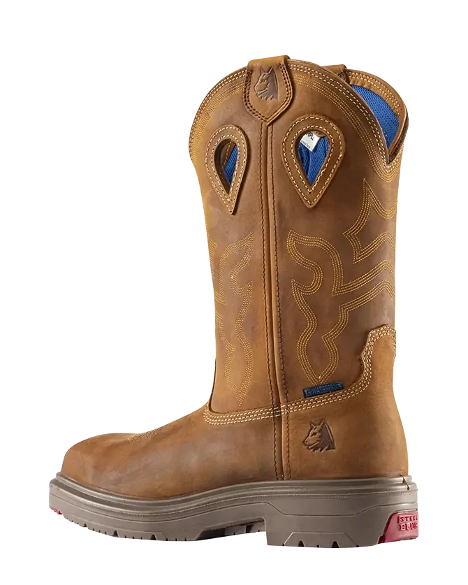 Steel Blue Mens Blue Heeler Soft Square Toe Western Boots (810945) Distressed Brown - Image 7